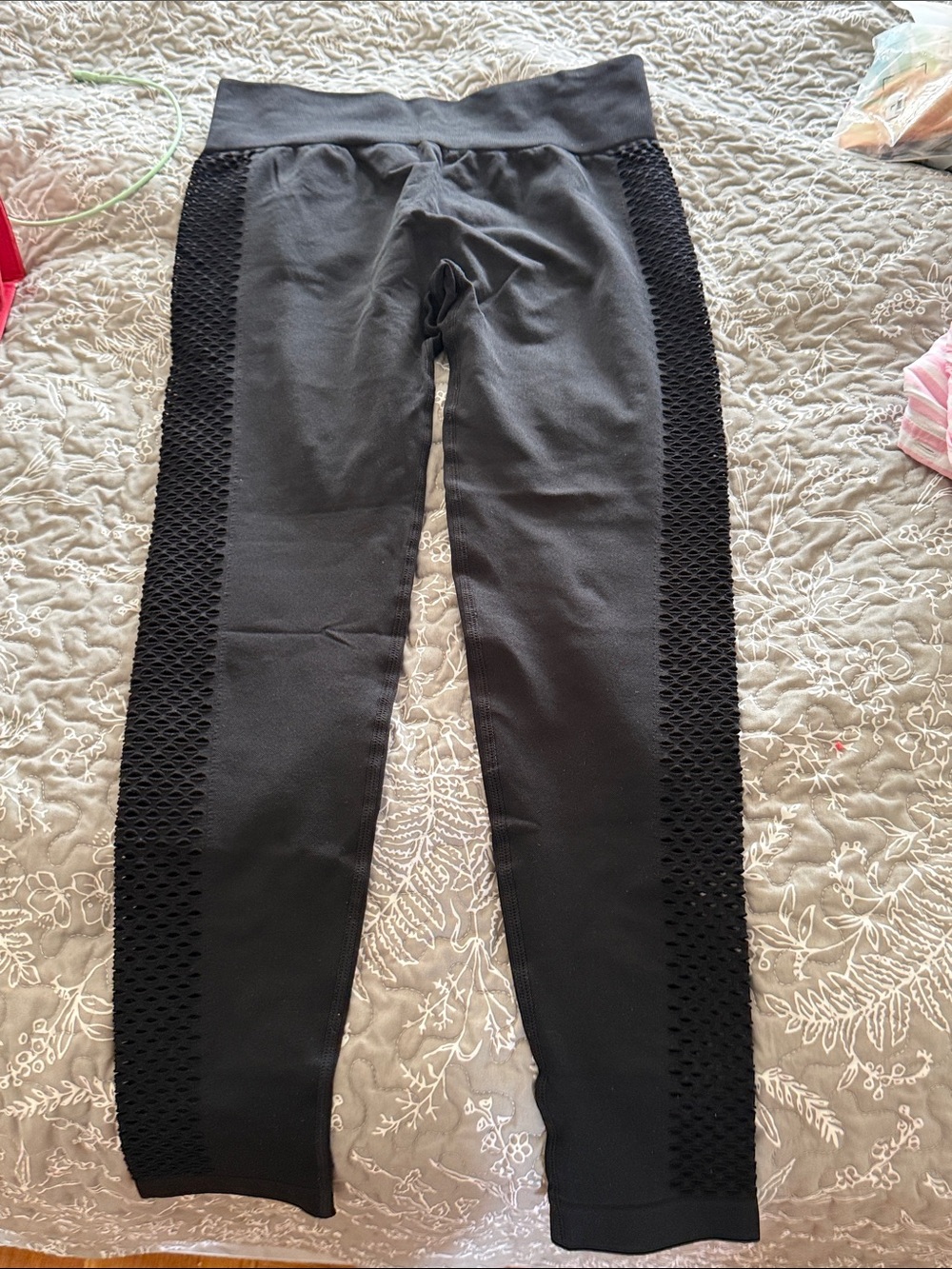 Black Active Leggings with Mesh Panels